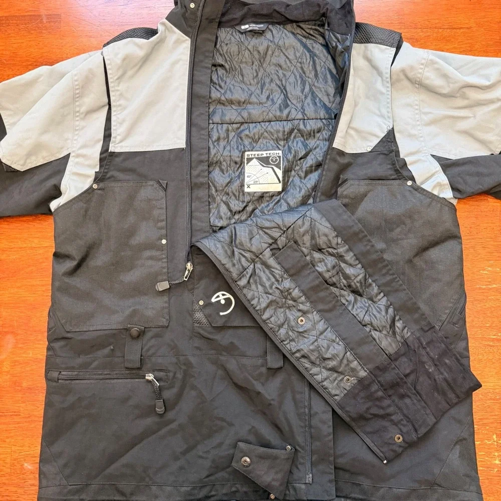The North Face Steep Tech Scot Schmidt Jacket Mens L Black Gray‎ Ski Snowboard